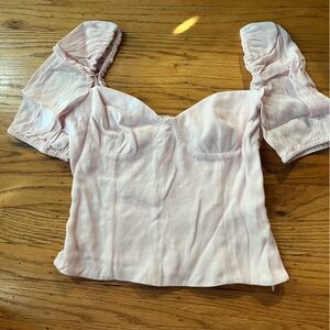 Aritzia wilfred light pink sweetheart neckline top